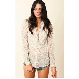 Free People All That Glitters Button Down Shirt.